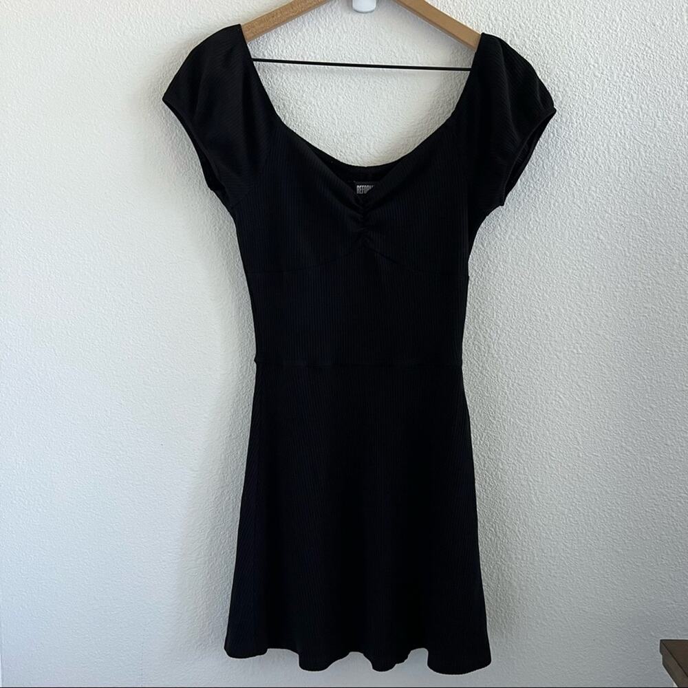 Reformation Black Ribbed Dress Mini Casual Sweetheart Neckline Small